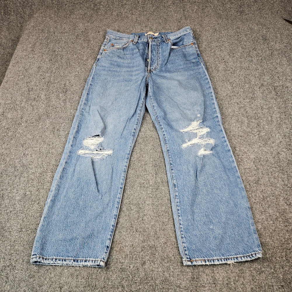 Levis Premium Ribcage Straight Ankle‎ Jeans 29 Light Wash Distressed 72693-0131